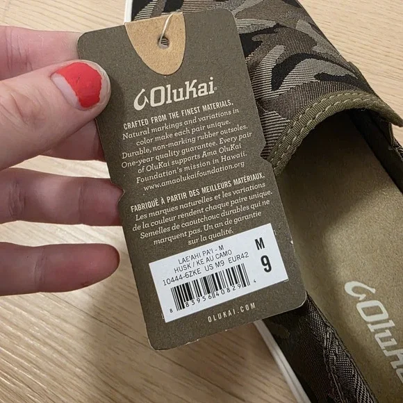 OluKai Green‎ Camo Lae'Ahi Pa'i Outdoor Versatile Lifestyle Sneakers Size 9